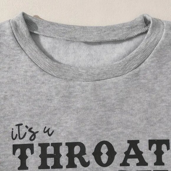 Throat Punch Letter Print Sweatshirt, Casual Crew Neck Long Sleeve Sweatshirt - Picture 3 of 6